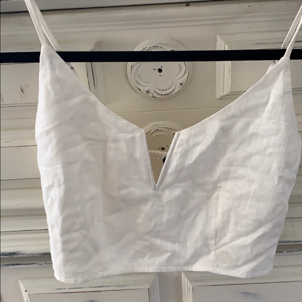 Cream Crop Top. Low V